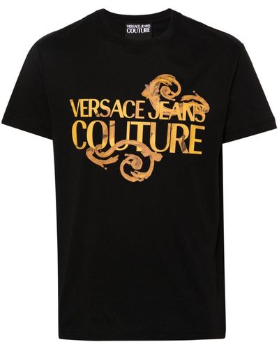 Versace Jeans Couture Logo-Print Cotton T-Shirt - Black