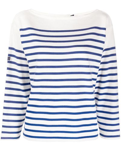 Ralph Lauren Striped Boatneck Jersey Tee - Blue