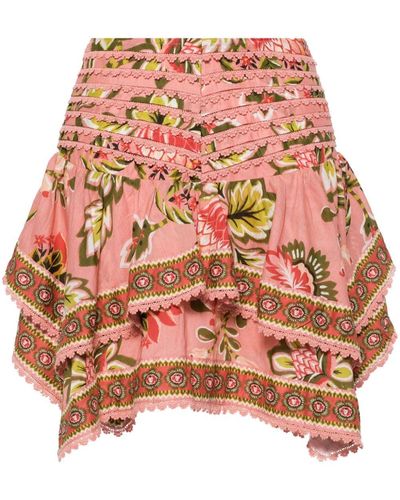 FARM Rio Aura Floral-Print Mini Skirt - Pink