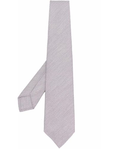 Barba Napoli Block-Colour Silk Tie - White