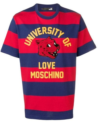 Love Moschino University Striped T-shirt - Red