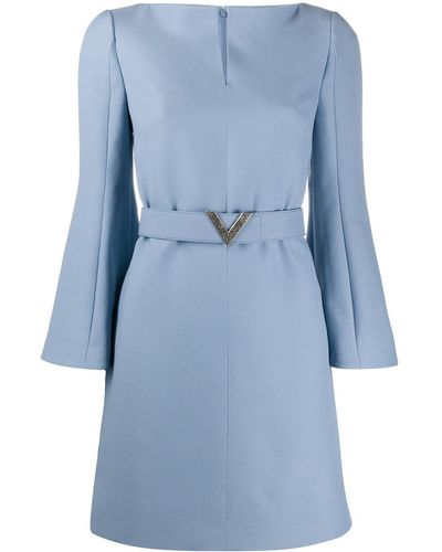 Valentino V Belted Dress - Blue