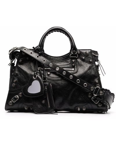 Balenciaga Neo Cagole City Leather Handbag - Black