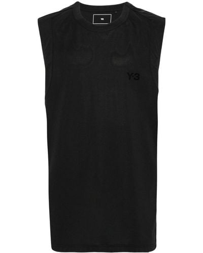 Y-3 Logo-Printed Cotton-Blend Top - Black
