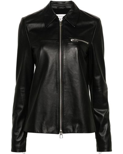 Sportmax Zipped Leather Jacket - Black