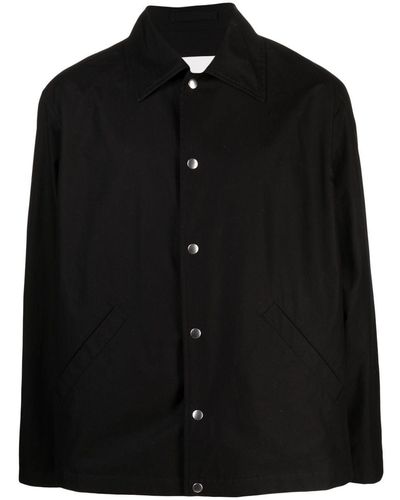 Jil Sander Logo-Print Cotton Shirt Jacket - Black