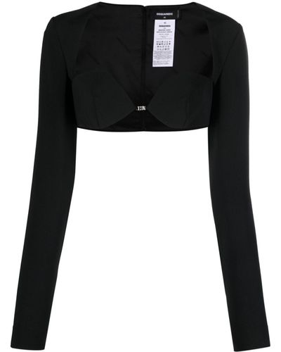 DSquared² Long-Sleeved Cropped Top - Black