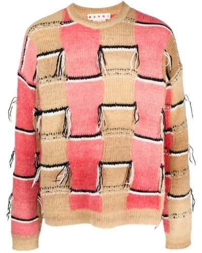 Marni Intarsia-Motif Mohair-Blend Sweater - Pink