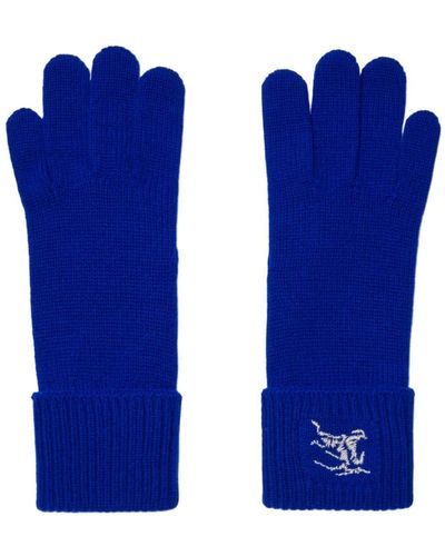 Burberry Fine-Knit Full-Finger Gloves - Blue