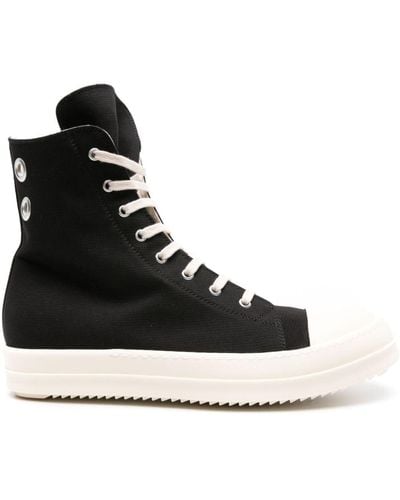 Rick Owens High-Top Cotton Trainers - Black