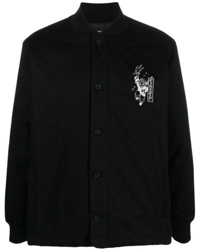 RIPNDIP Embroidered-Design Cotton Shirt Jacket - Black