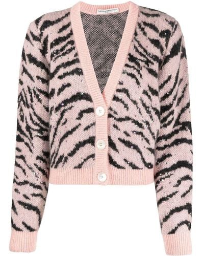Alessandra Rich Animal-pattern Knit Cardigan - Pink