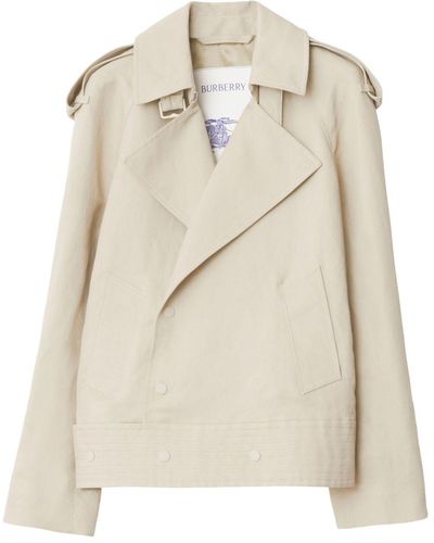 Burberry Off-Centre Canvas Trench Jacket - Natural