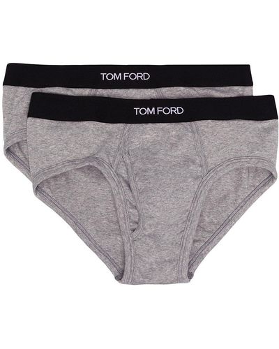 Tom Ford Logo Band Brief Two-Set - Gray