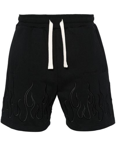 Vision Of Super Flame-Embroidered Track Shorts - Black