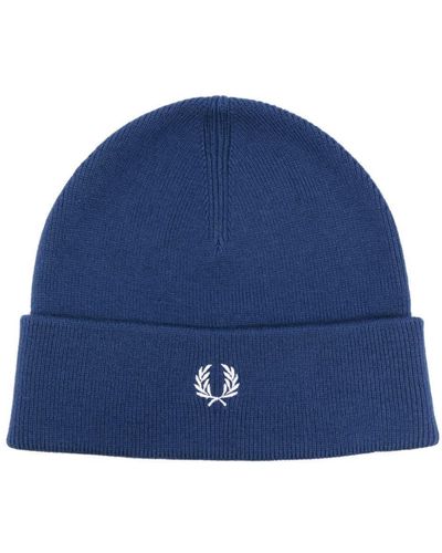Fred Perry Logo-Embroidered Ribbed-Knit Beanie - Blue