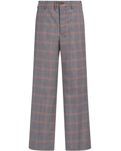Marni Checked Virgin Wool-Blend Trousers - Grey