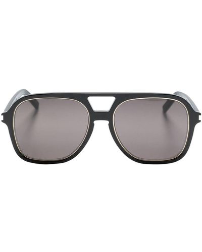 Saint Laurent Sl 602 Rim Pilot-Frame Sunglasses - Grey