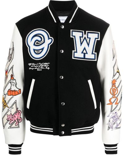 Off-White c/o Virgil Abloh Off- Logic Patch Varsity Jacket - Black