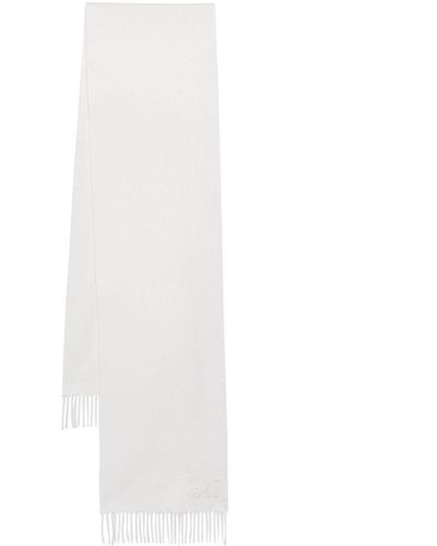 Max Mara Embroidered-Logo Cashmere Scarf - White