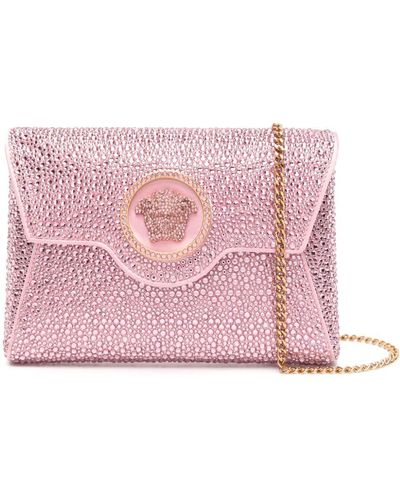 Versace La Medusa Crystal Clutch Bag - Pink