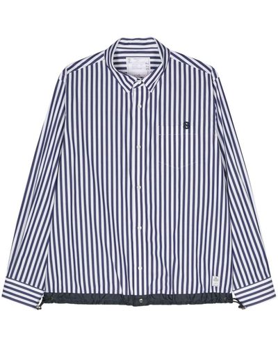 Sacai Raised-Logo Striped Shirt - Blue