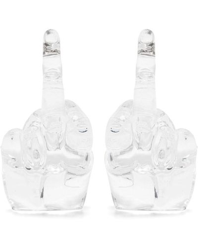 Y. Project Hand-Shaped Transparent Earrings - White