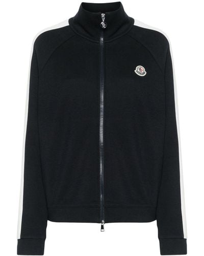 Moncler Piqué-Weave Zipped Sweatshirt - Black