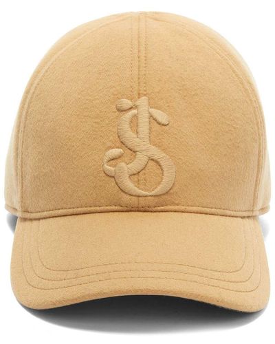 Jil Sander Logo-Embroidery Cashmere Baseball Cap - Natural