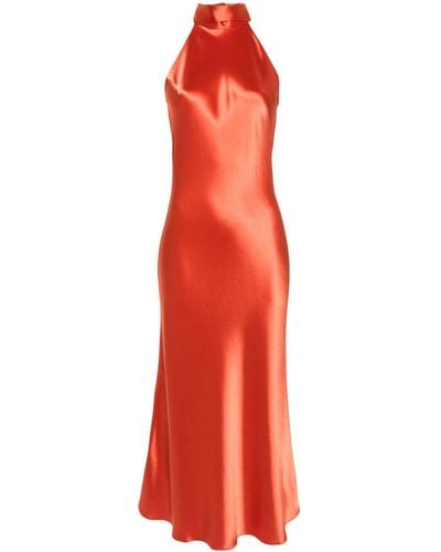 Galvan London Cropped Sienna Satin-Weave Dress - Red