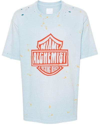 Alchemist Logo-Print Distressed T-Shirt - Gray