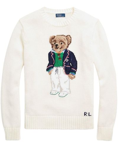 Polo Ralph Lauren Polo-Bear-Motif Cotton Jumper - White