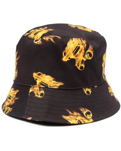 Palm Angels Burning Monogram Bucket Hat - Black