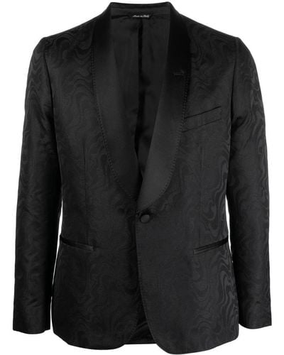 Reveres 1949 Swirl-Pattern Tuxedo Jacket - Black