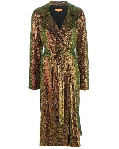 Stine Goya Sequin-Embellished Notched-Lapels Dress - Green