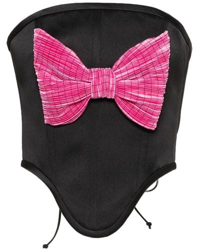 George Keburia Bow-Embellished Corset Top - Pink