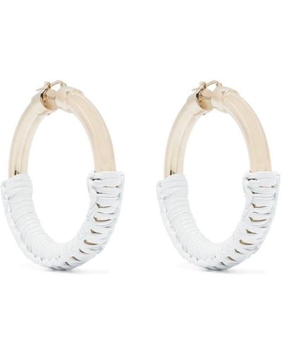 Chloé Maura Knotted-Leather Large Hoops - White