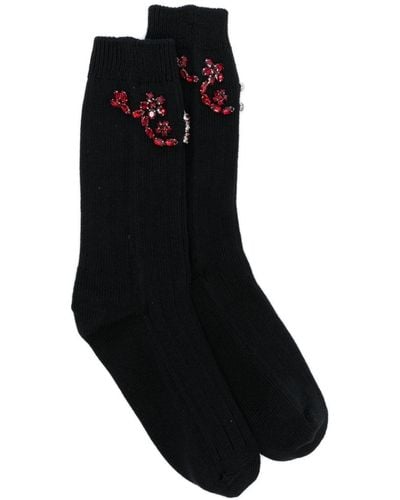 Simone Rocha Crystal-Embellished Knitted Socks - Black