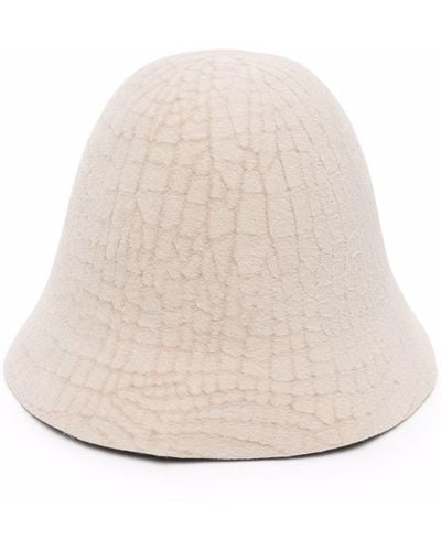 Flapper Cracked-Texture Bucket Hat - Natural