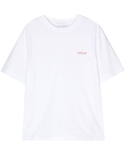 Maison Labiche Slogan-Embroidered Cotton T-Shirt - White