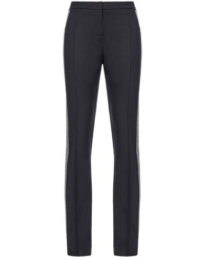 Pinko Rhinestone-embellished Slim-cut Trousers - Blue