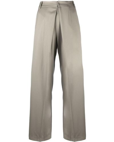 Low Classic Inverted-Pleat Detail Trousers - Grey