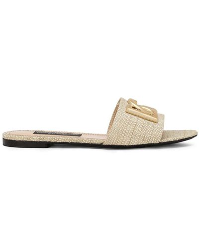 Dolce & Gabbana Dg Logo Raffia Sandals - White