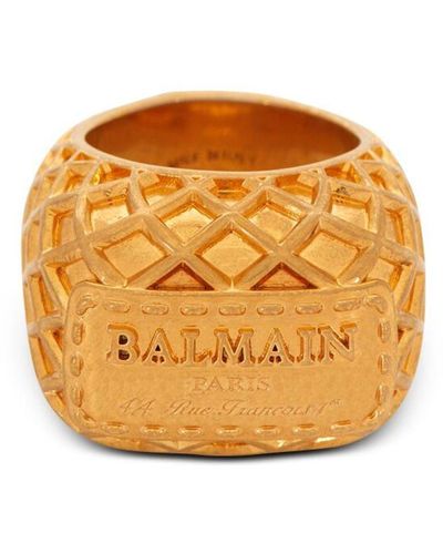 Balmain Signature Embossed-Finish Ring - Orange