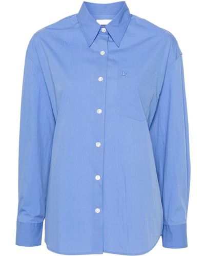 Low Classic Logo-Embroidered Long-Sleeve Shirt - Blue