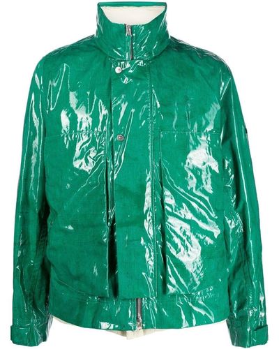 Stone Island Shadow Project Laminated Feather-down Biker Jacket - Green