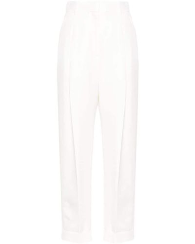 Alexander McQueen Pleat-Detail Cotton Pants - White