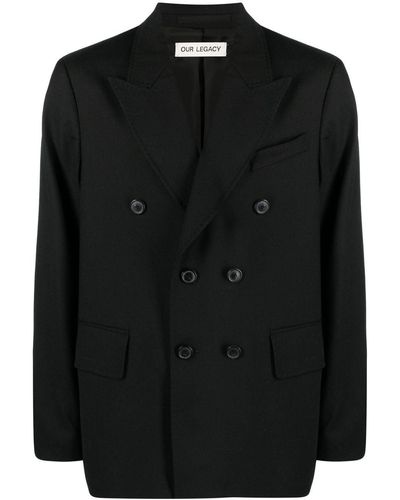 Our Legacy Unconstructed Double-Breasted Blazer - Black