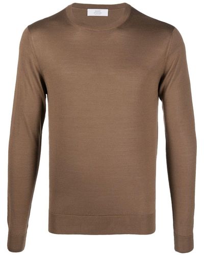 Mauro Ottaviani Round-Neck Silk T-Shirt - Brown