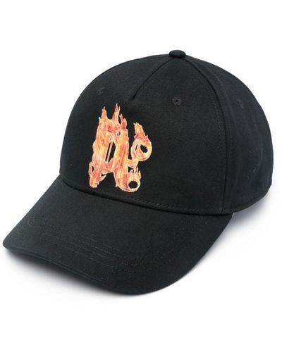Palm Angels Burning Monogram-Embroidered Baseball Cap - Black